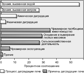 Рис. 14. Процессы деградации почв и их причины (по «Рио-92»)