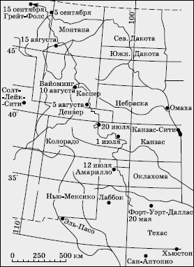 Рис. 190. Размеры ферм в США