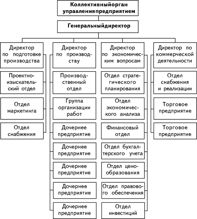 Организационная структура многопрофильного предприятия, производящего однородную продукцию